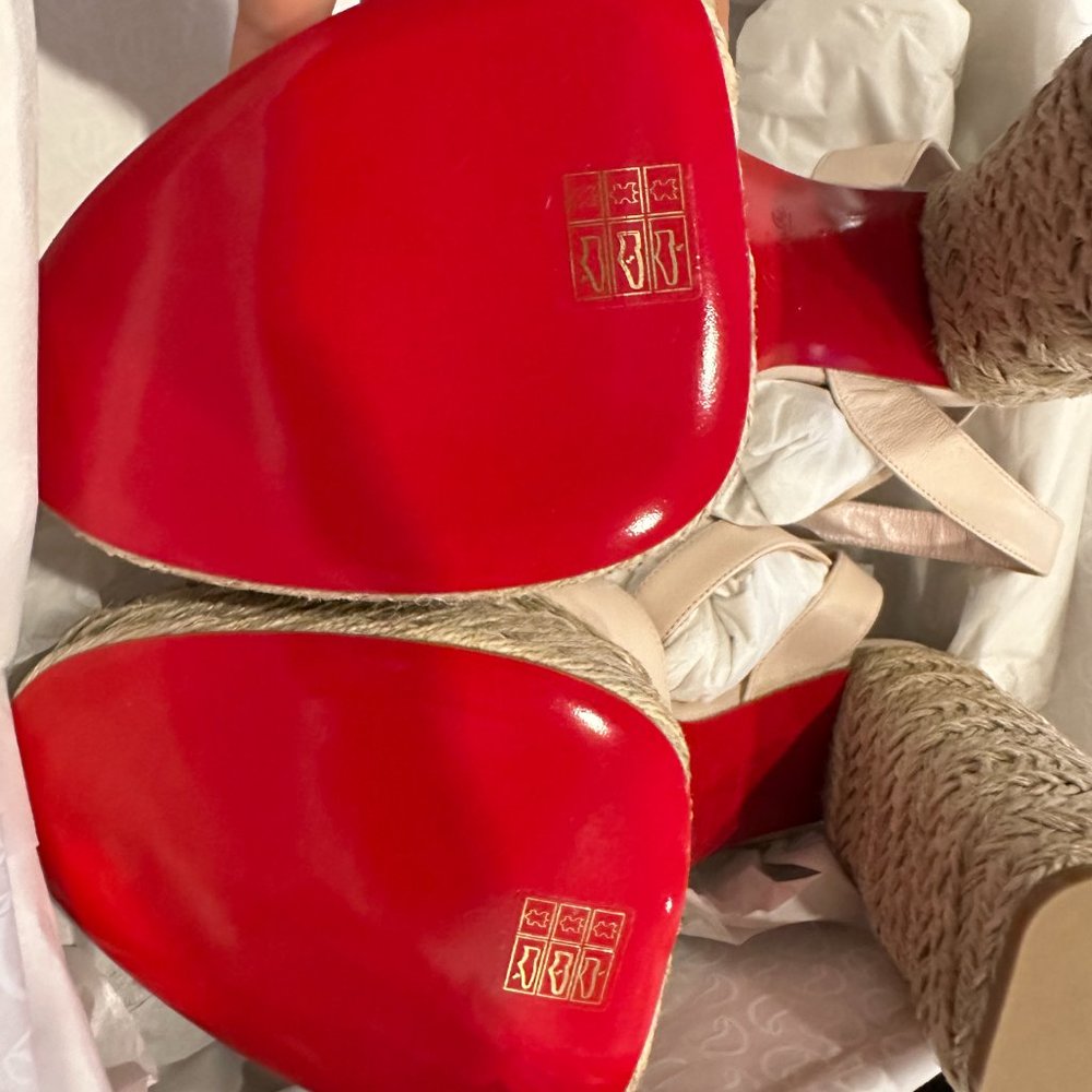 Christian Louboutin SUPER MARIZA 130 Platform Heels Espadrille Sandal Shoes - Picture 14 of 15